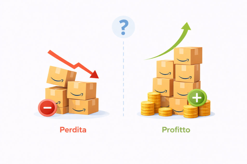 esempio margini vendita su amazon con differenza tra perdita e profitto