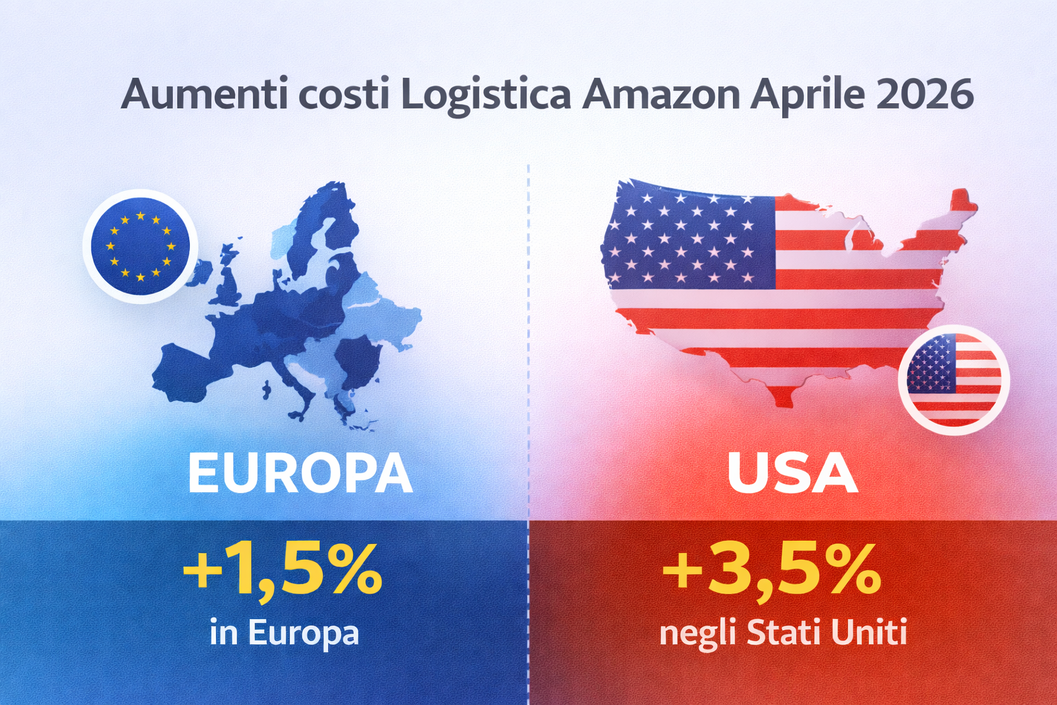 aumento costi Amazon 2026 Europa vs USA differenza tariffe FBA 1,5% e 3,5%