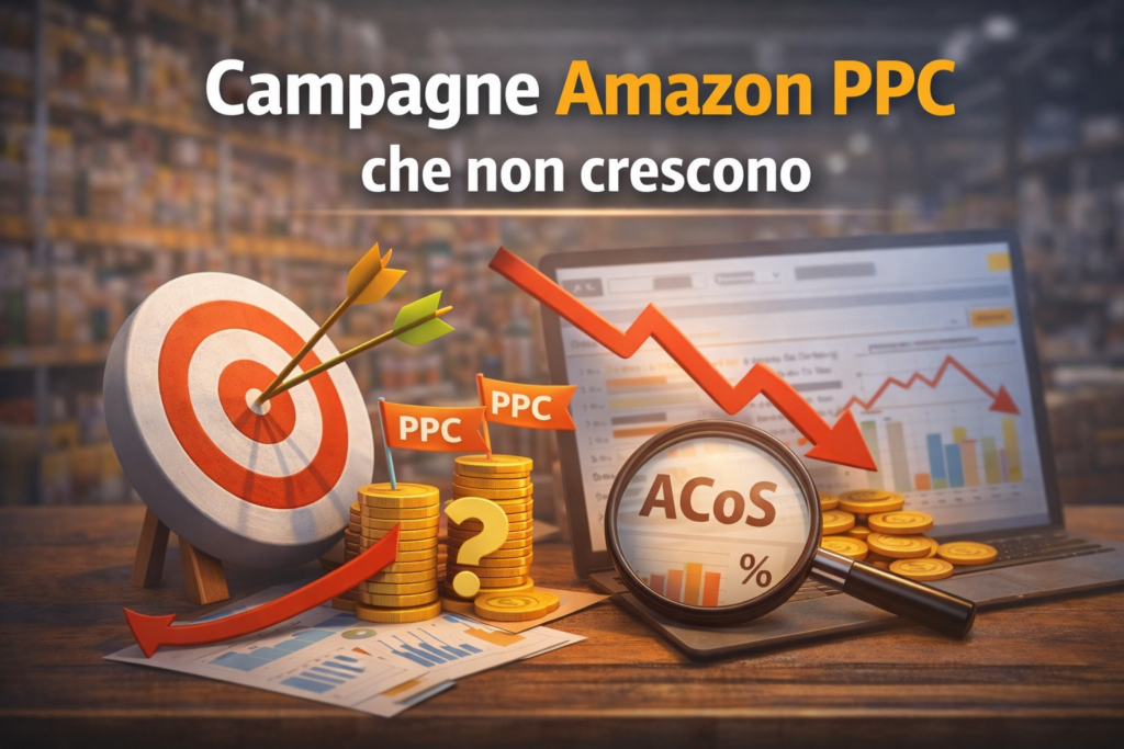 campagne amazon ppc non crescono alto amazon acos vendite amazon basse ads inefficaci traffico non profittevole