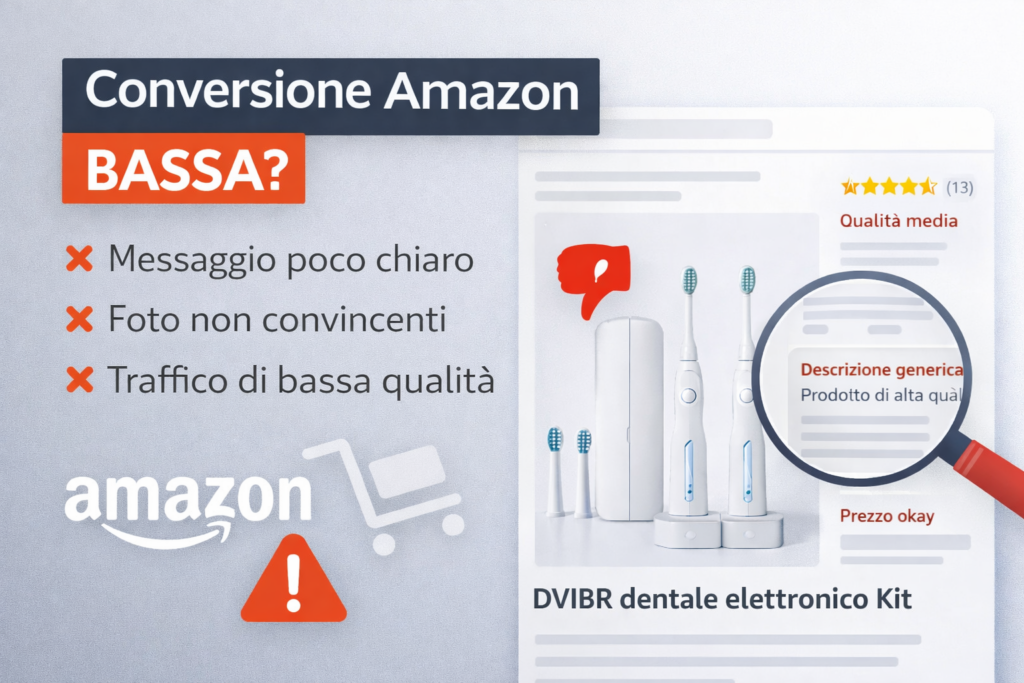 conversione amazon bassa errori listing traffico non qualificato