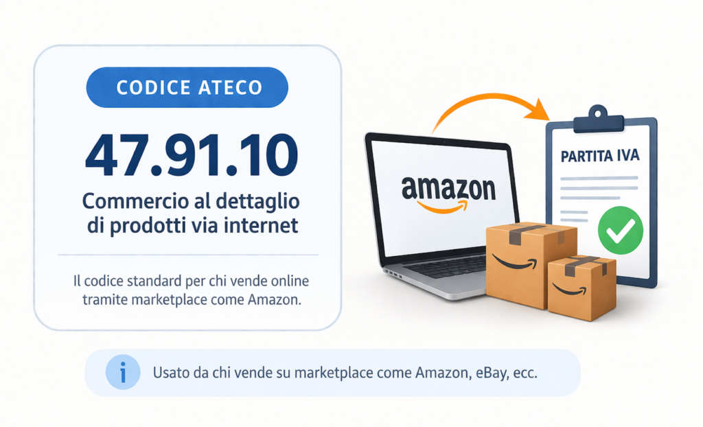 codice ateco 47.91.10 vendita online amazon partita iva ecommerce