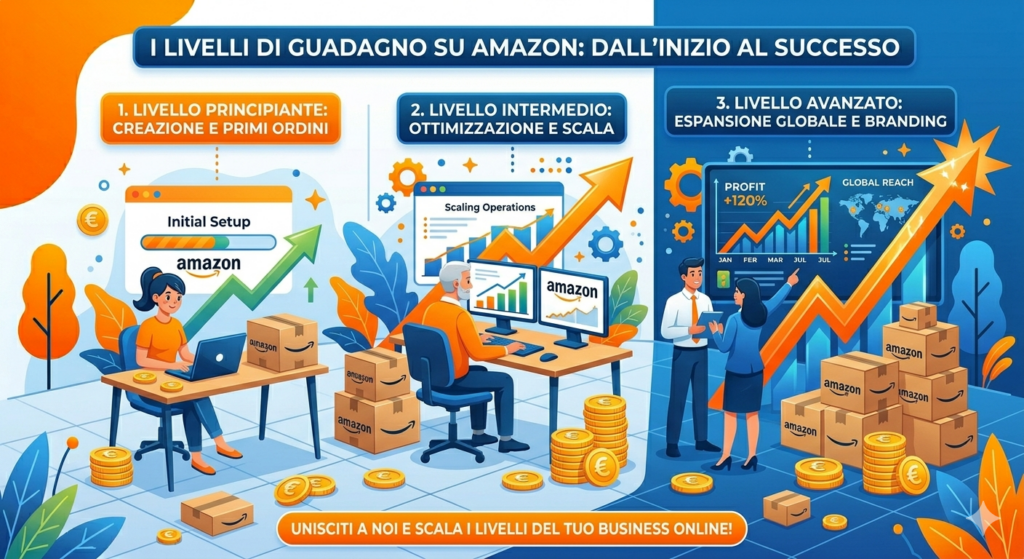 livelli guadagno amazon principiante intermedio avanzato