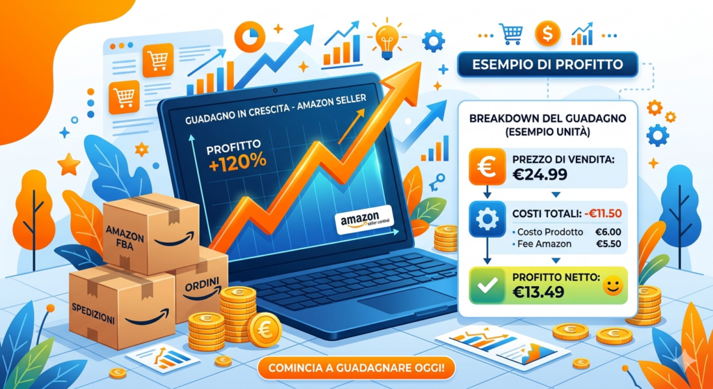 esempio guadagno amazon fba margini profitto prodotto vendita