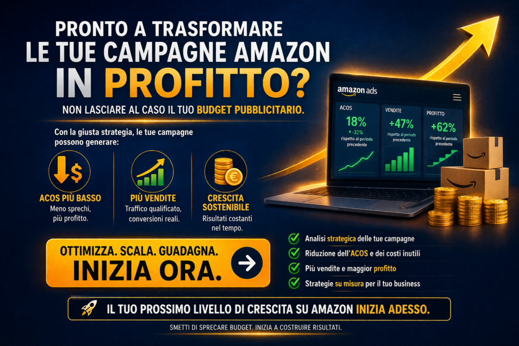 consulenza amazon campagne profittevoli ottimizzazione amazon ppc riduzione amazon acos aumento vendite amazon