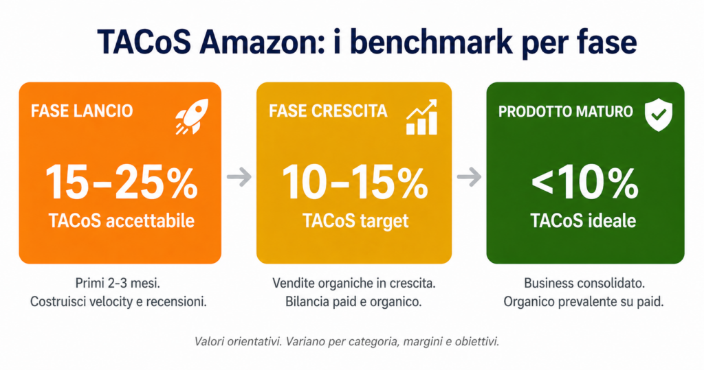 benchmark tacos amazon per fase - lancio crescita maturità