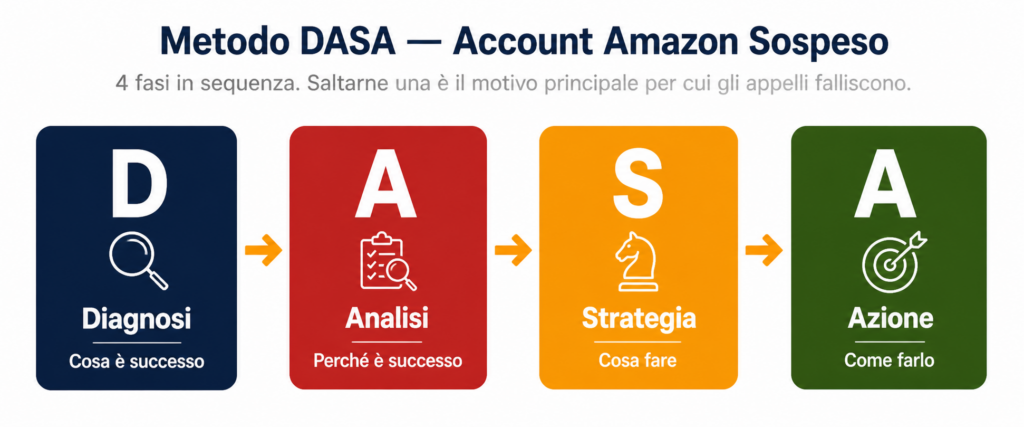 metodo dasa account amazon sospeso - diagnosi analisi strategia azione per sbloccare account