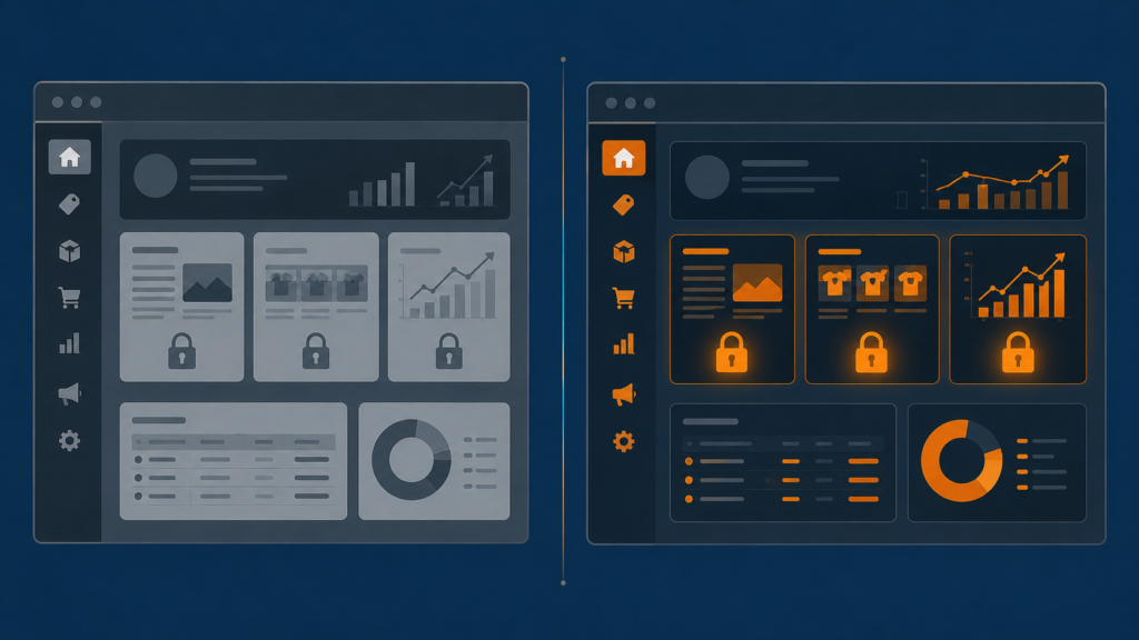 Confronto account Amazon senza e con Brand Registry: strumenti bloccati vs sbloccati