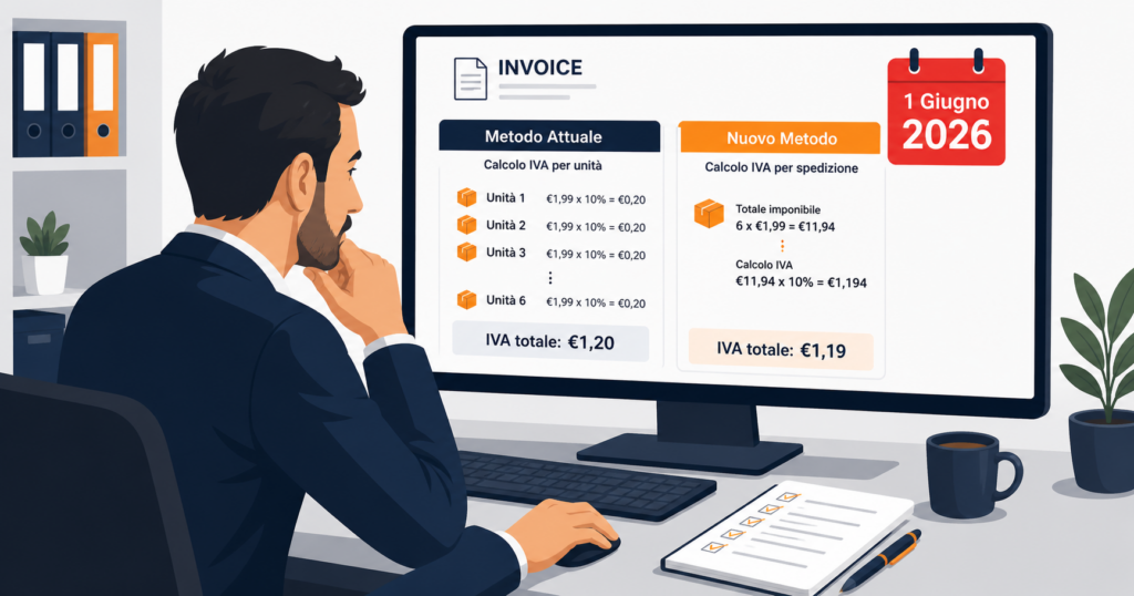 amazon vcs aggiornamento giugno 2026 - seller che verifica sistema fatturazione iva
