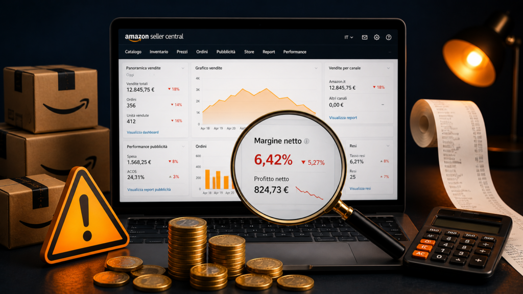 diagnosi margini amazon bassi cause fee advertising resi prezzo non sostenibile