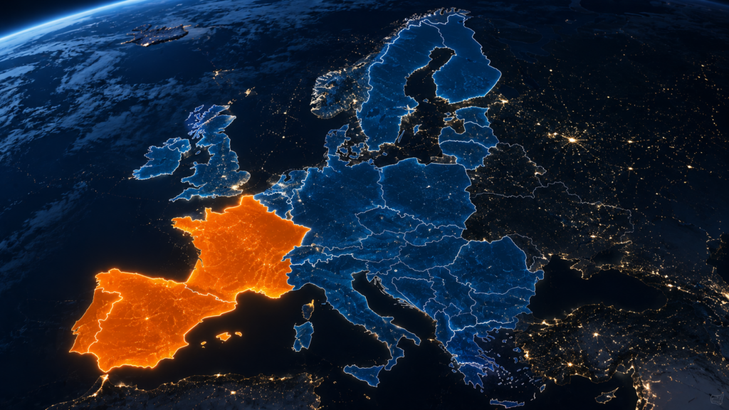 Mappa stilizzata Europa paesi con obblighi EPR imballaggi Amazon 2026 Francia Spagna evidenziati