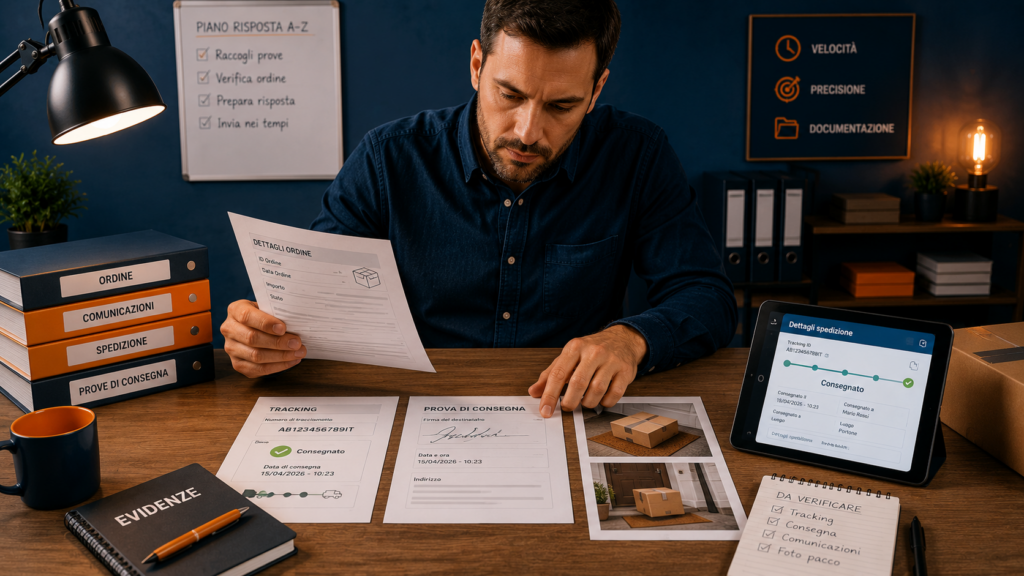 seller amazon raccoglie prove e documenti tracking per rispondere a contestazione garanzia a-z