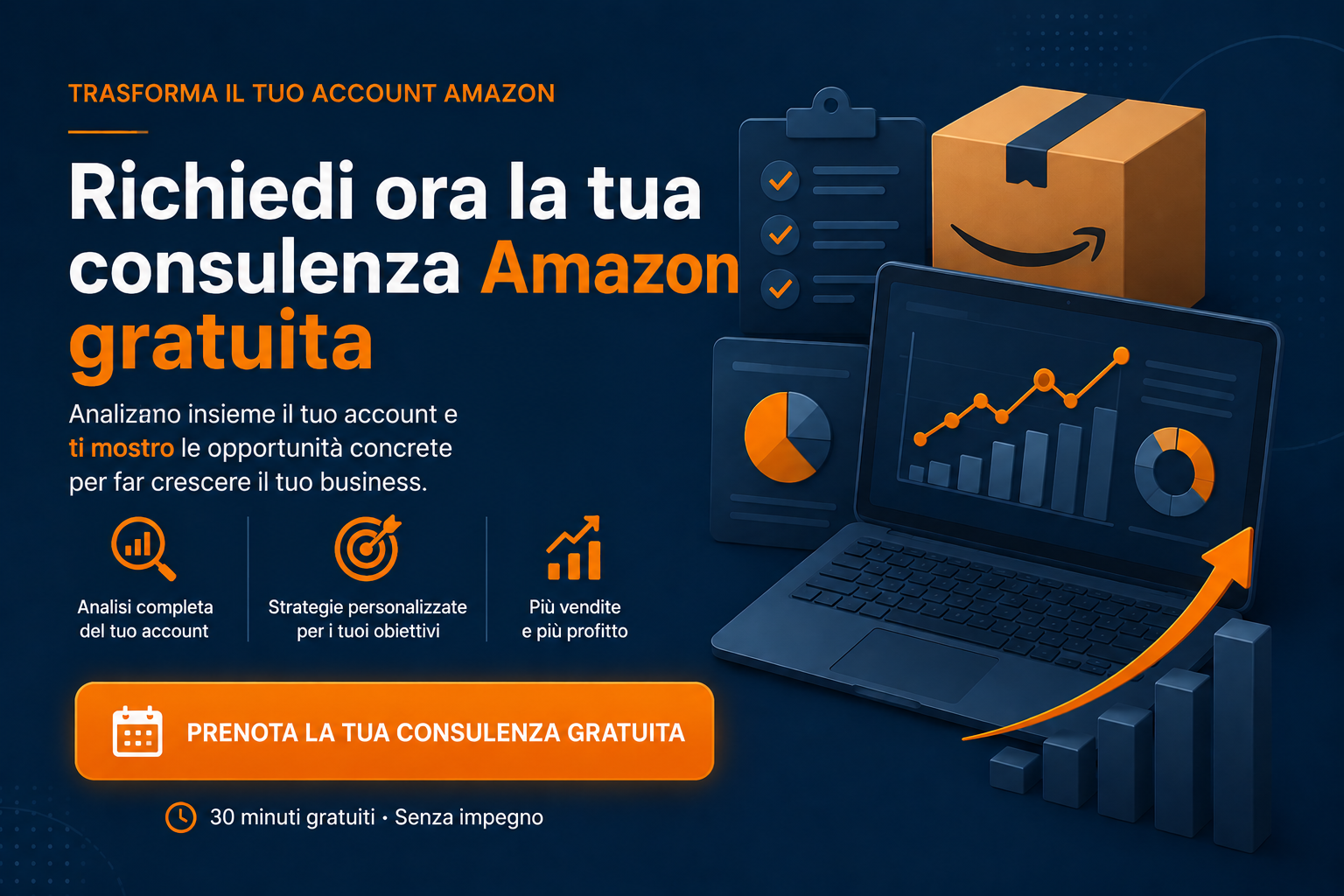 Richiedi una consulenza Amazon gratuita per analizzare le tue campagne e il budget Amazon Ads