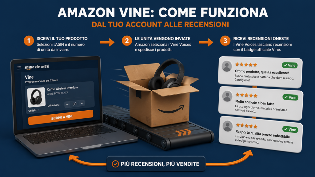 Funzionamento del programma Amazon Vine con unità gratuite e recensioni